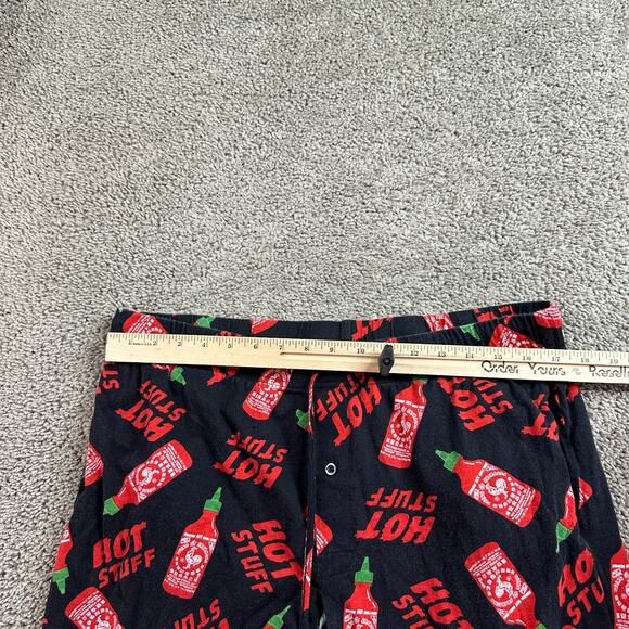 Srircha Hot Sauce Pajamas Mens Extra Large Black Red AOP Lounge Pants FLAW - Picture 8 of 13